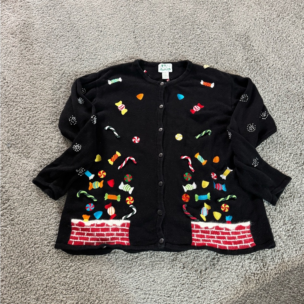 Women’s Vintage Christmas Candy Sweater XL
